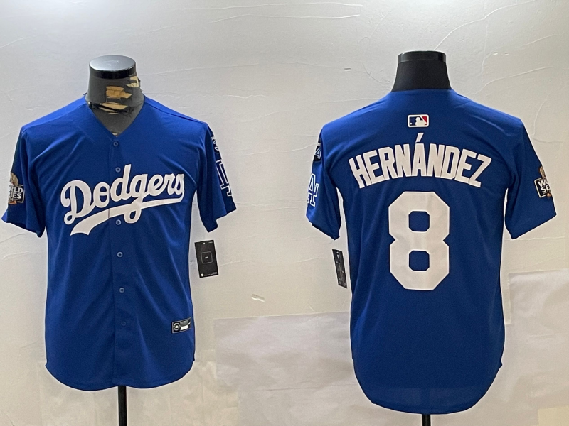 Men Los Angeles Dodgers #8 Yamamoto 2024 World series patch blue jersey 20241120154